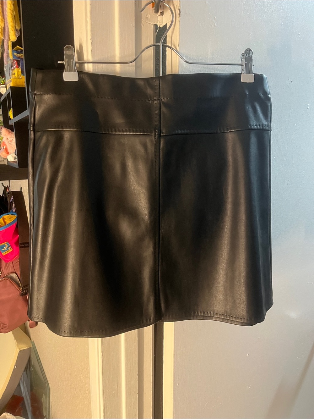 Max Studio Black Faux Leather Midi Skirt